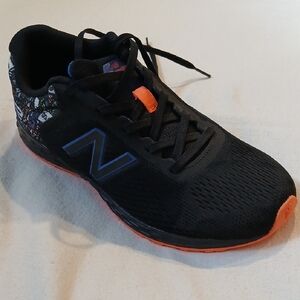 New Balance Kids 5 NEW Black Athletic Shoe with Orange and Blue Accents